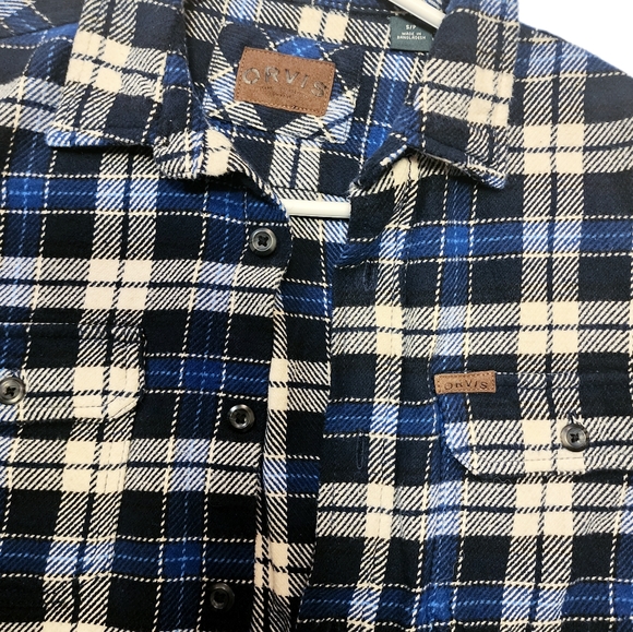Orvis Blue 100% Cotton Flannel Button Down Casual Dress Shirt With Pocke… - Picture 3 of 10